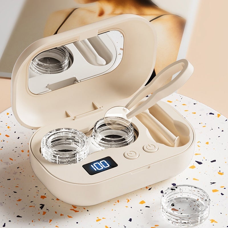 Portable Rechargeable Ultrasonic Contact Lens Cleaner Case