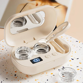 Portable Rechargeable Ultrasonic Contact Lens Cleaner Case