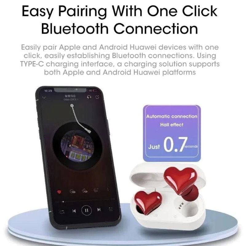 Heart-Shaped TWS Bluetooth Earbuds