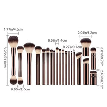 Load image into Gallery viewer, 20-piece coffee-coloured makeup brush set