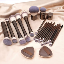 Load image into Gallery viewer, 20-piece coffee-coloured makeup brush set
