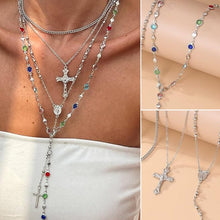 Load image into Gallery viewer, Vintage 4 Piece Set Metal Cross Y-style Long Necklace