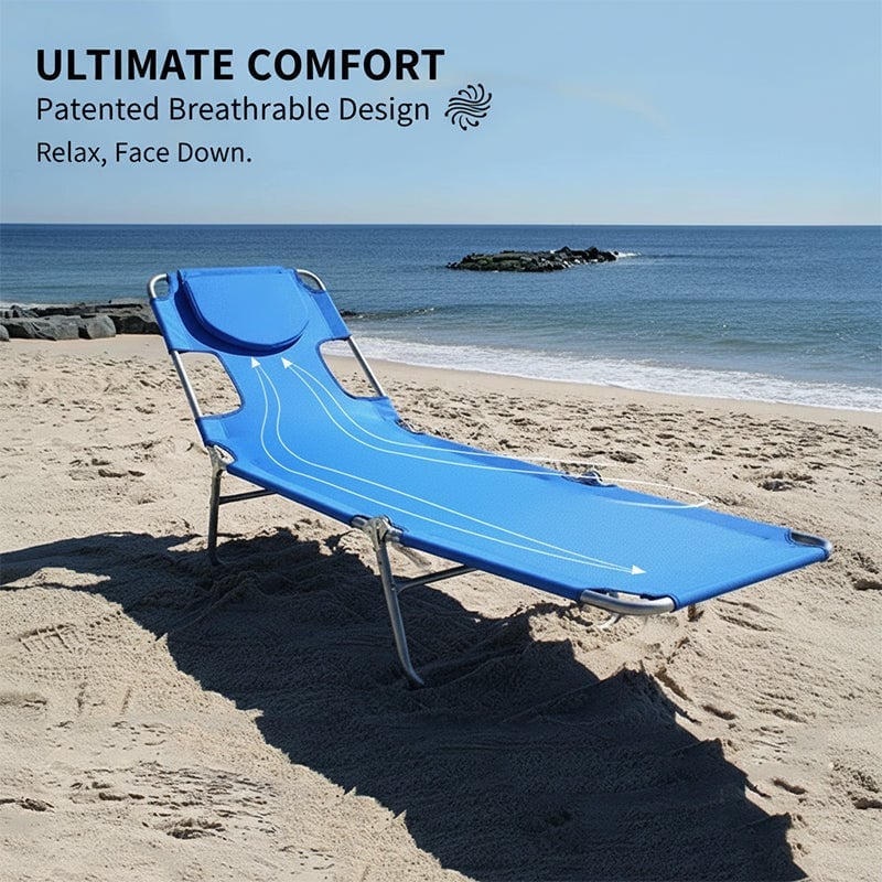 Portable Folding Beach Lounge Chair with Backpack Straps