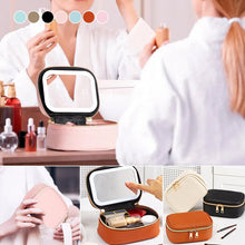 Load image into Gallery viewer, Dopamine Color PU Waterproof Makeup Bag with LED Touch Light &amp; Detachable Mirror