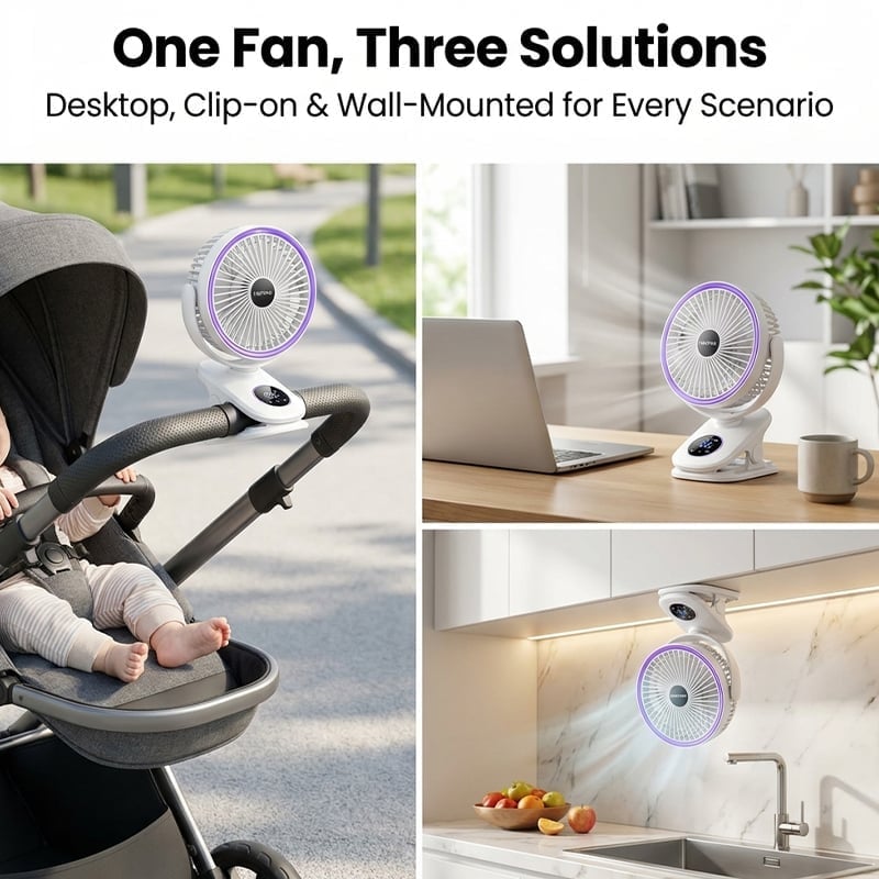 Multi-Function Wall Mount Clip Fan