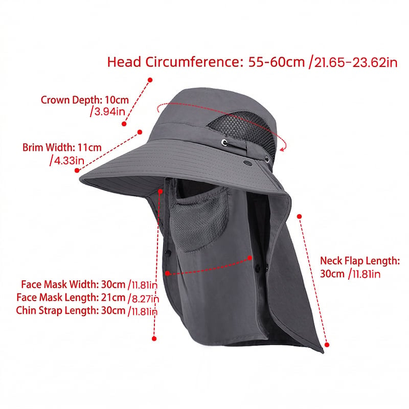 Men's Wide Brim Sun Hat with Removable Face Mask
