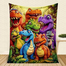 Load image into Gallery viewer, Flannel Dinosaur Nap Blanket