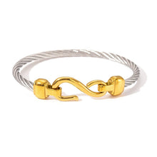 Load image into Gallery viewer, Two Tone Knot Twisted Bangle