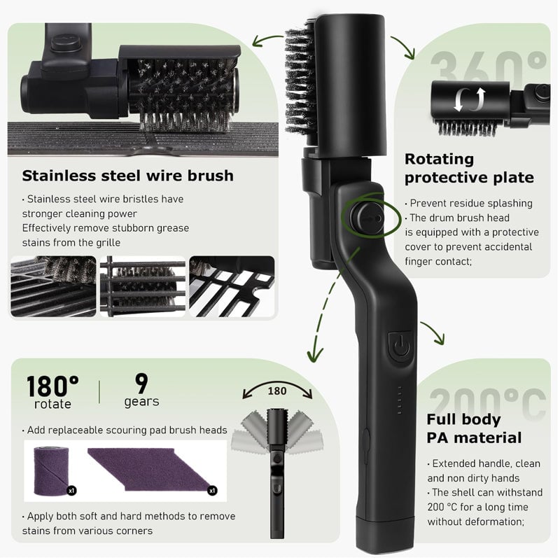 Electric 3-Speed Grill Brush