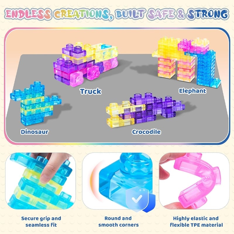 Squishy Multi-color Stacking Jelly Building Blocks Toy Set