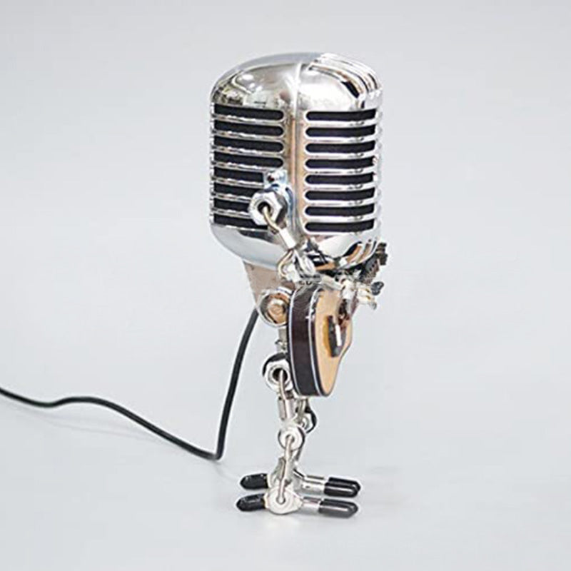 Vintage Metal Microphone Robot Desk Lamp