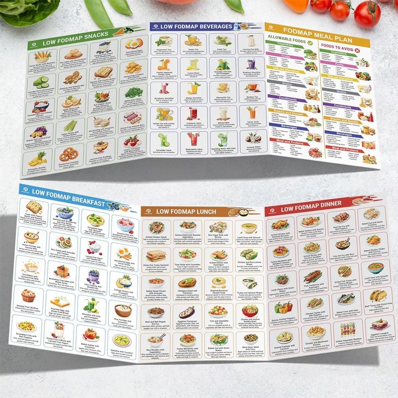 Set of 2 Fodmap Chart IBS Symptom Relief Food List
