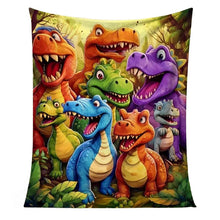 Load image into Gallery viewer, Flannel Dinosaur Nap Blanket
