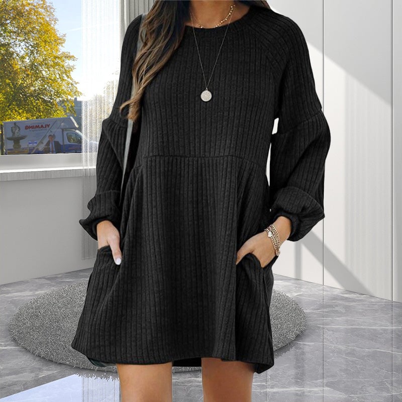 New autumn and winter knitted long-sleeved dress
