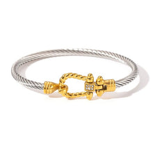 Load image into Gallery viewer, Two Tone Knot Twisted Bangle