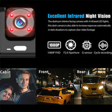 Load image into Gallery viewer, Sakerplus 3 Channel Dash Cam Front and Rear Inside
