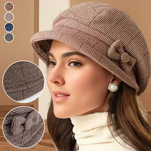 Load image into Gallery viewer, Women's Elegant Plaid Pattern Bow Decor Beret