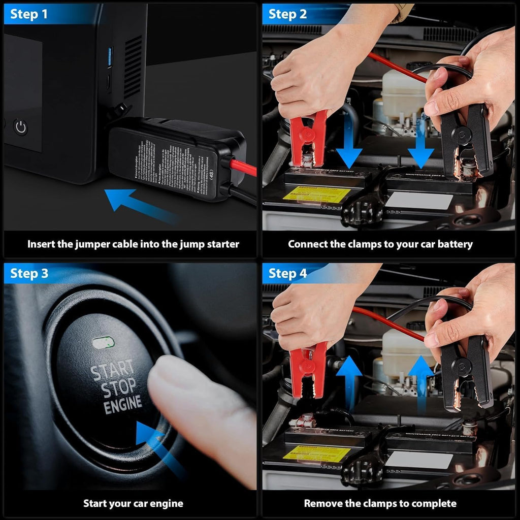 Portable Car Jump Starter with Air Compressor & Tire Inflator