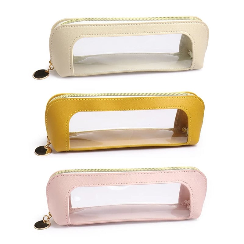 Portable Transparent Window Storage Bag (Yellow + Pink + Off White)