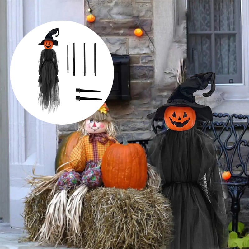 Light-Up Halloween Witches & Pumpkin Decor
