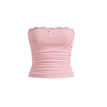 Load image into Gallery viewer, Women's Contrast Lace Bow Decor Crop Tube Top