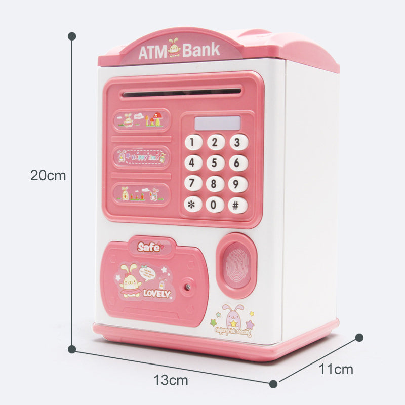 Fingerprint sensor automatic money rolling ATM piggy bank