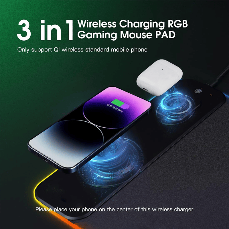 Sakerplus Wireless RGB Charging Mouse Pad