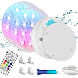 2/4 PCS-Ultra-High Brightness Rechargeable Submersible LED Lights with Remote
