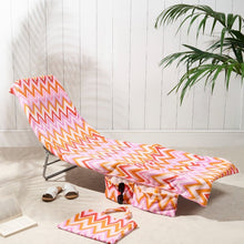Load image into Gallery viewer, Sun Lounger Towel with Pockets Storage in a Bag