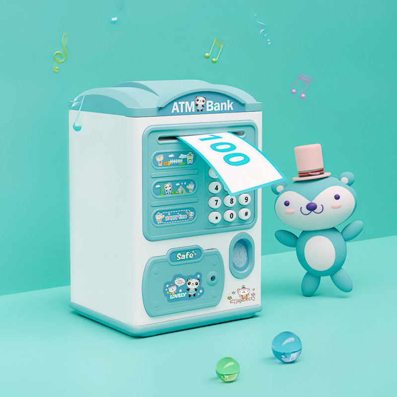 Fingerprint sensor automatic money rolling ATM piggy bank