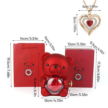 Load image into Gallery viewer, Heart-Shaped Pendant Necklace with Bear &amp; Rose Gift Box