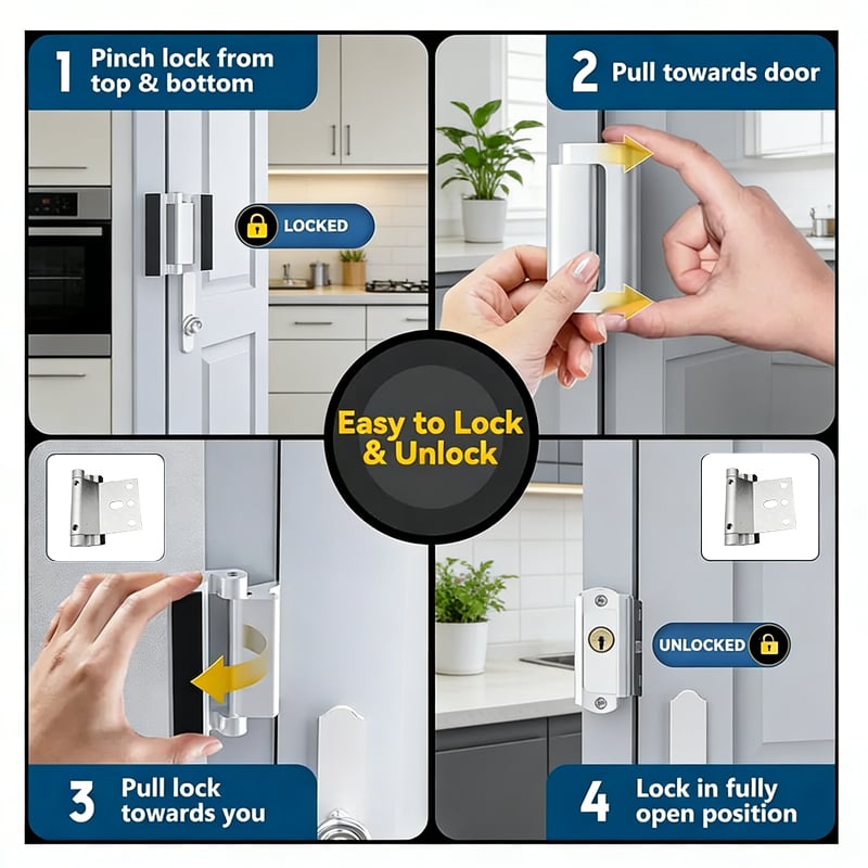 Child Safety Door Lock with 3-Inch Anti-Theft Aluminum Hinge Bolt Night Lock