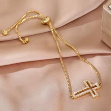 Load image into Gallery viewer, Rhinestone Cross Charm Bracelet