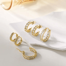 Load image into Gallery viewer, Sparkling Zirconia Chunky Hoop Earrings