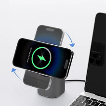 Load image into Gallery viewer, 3-in-1 Magnetic Wireless Speaker &amp; Dual Charger with Adjustable Stand