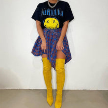 Load image into Gallery viewer, Women's Plaid Print Asymmetrical Hem Skirt