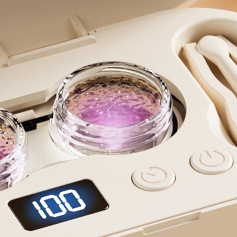 Portable Rechargeable Ultrasonic Contact Lens Cleaner Case