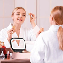 Load image into Gallery viewer, Dopamine Color PU Waterproof Makeup Bag with LED Touch Light &amp; Detachable Mirror