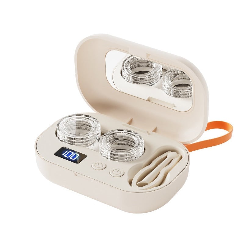 Portable Rechargeable Ultrasonic Contact Lens Cleaner Case