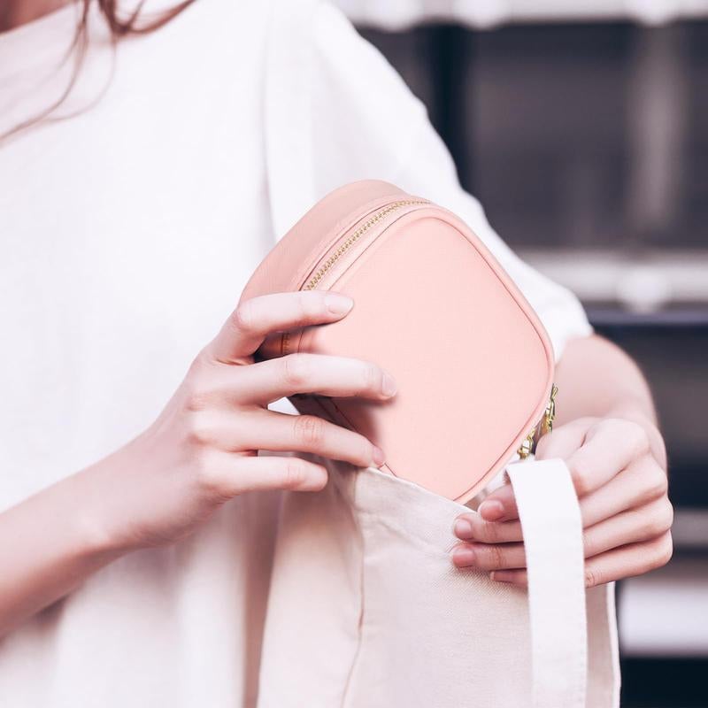 Dopamine Color PU Waterproof Makeup Bag with LED Touch Light & Detachable Mirror
