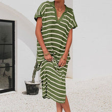 Load image into Gallery viewer, Striped Collared Short Sleeve Dress