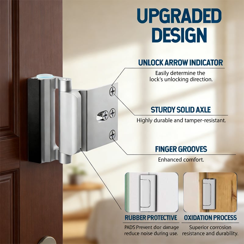 Child Safety Door Lock with 3-Inch Anti-Theft Aluminum Hinge Bolt Night Lock