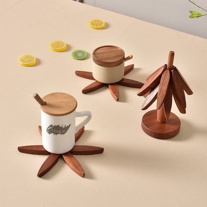 Wooden Leaves Design Coaster