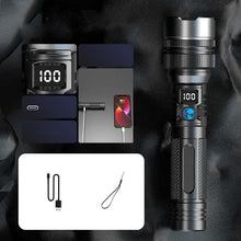 Load image into Gallery viewer, Waterproof Rechargeable Digital Display 2-in-1 Strong Light Flashlight