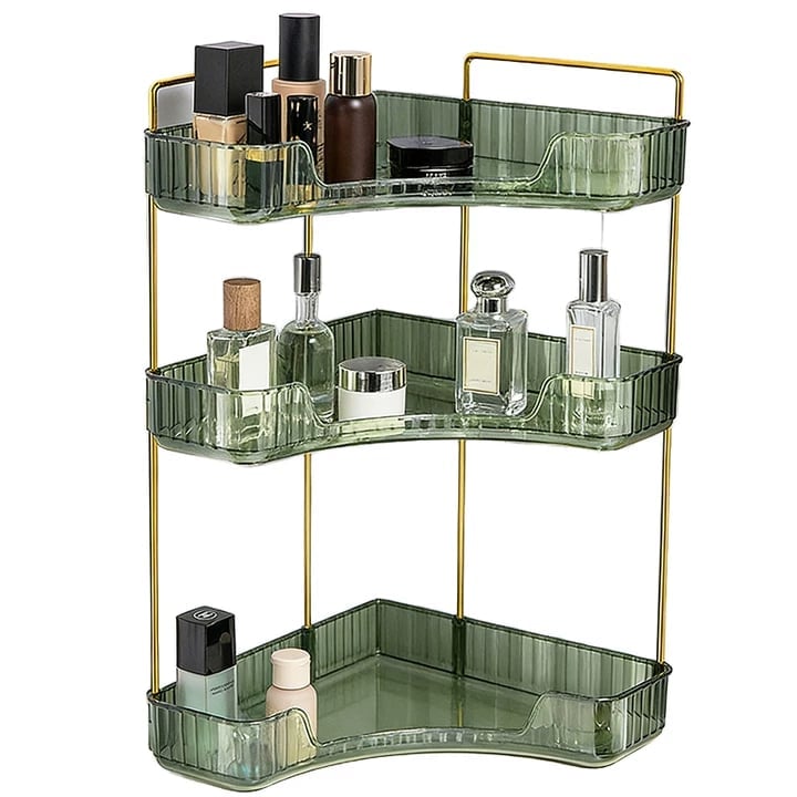 3 Tiers Transparent Corner Cosmetic Countertop Storage Rack