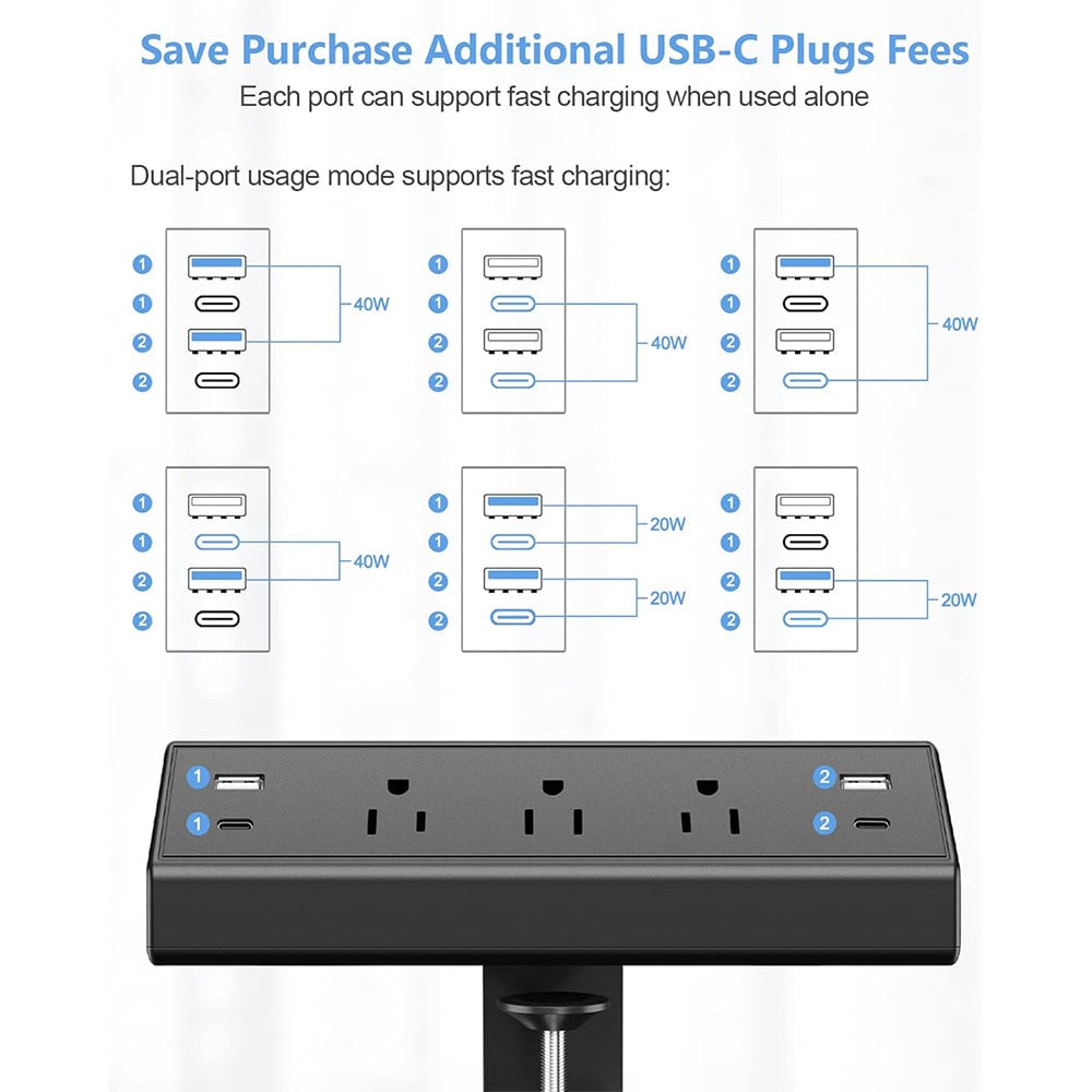 Desk Clamp Power Strip