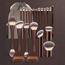 Load image into Gallery viewer, 20-piece coffee-coloured makeup brush set