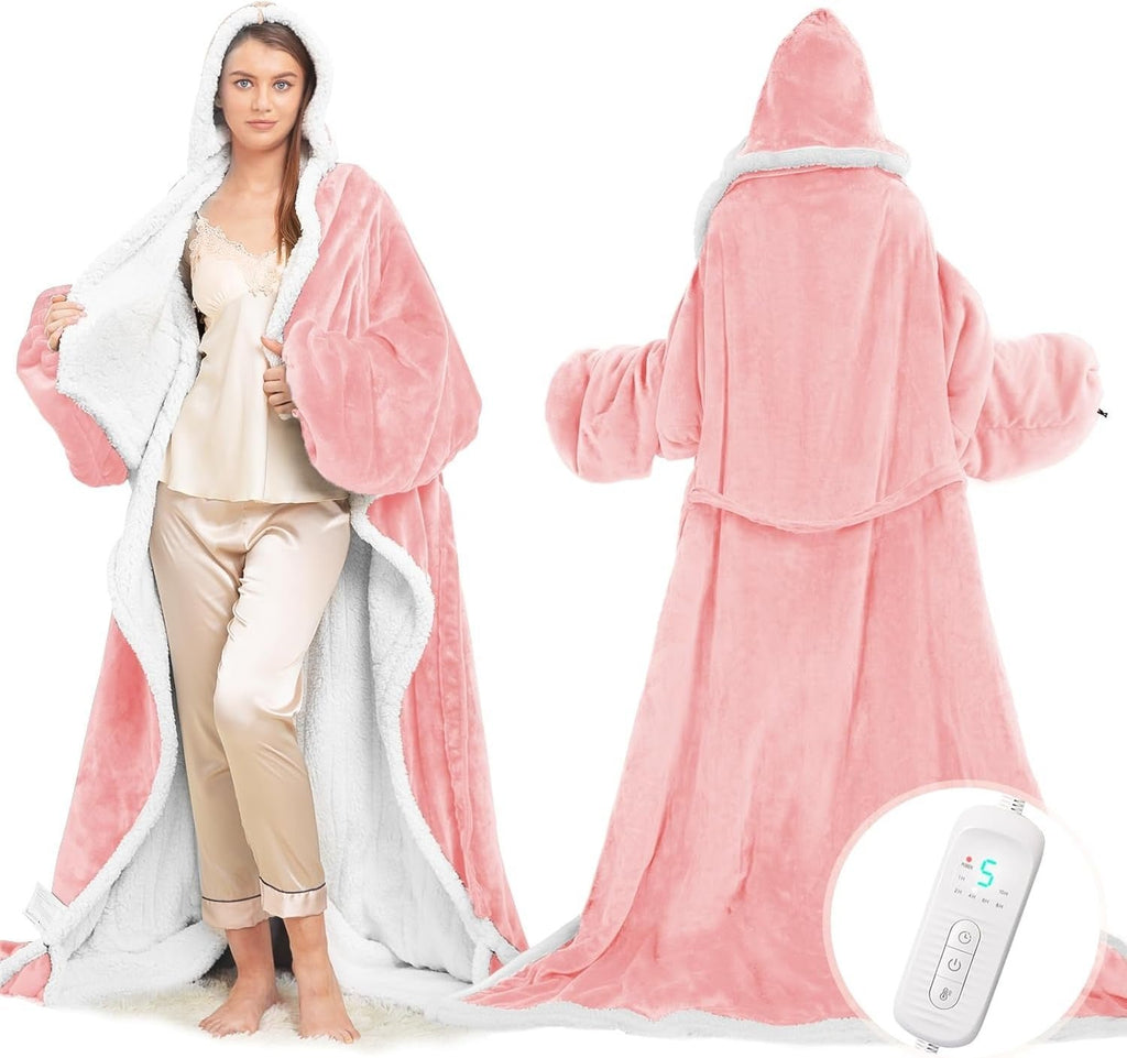 Electric Wearable Throw Blanket with Sleeves