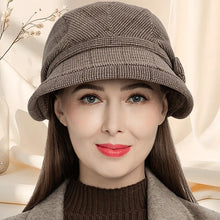 Load image into Gallery viewer, Women's Elegant Plaid Pattern Bow Decor Beret