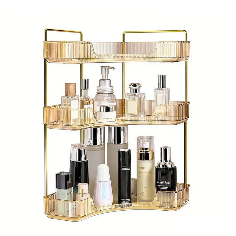 3 Tiers Transparent Corner Cosmetic Countertop Storage Rack